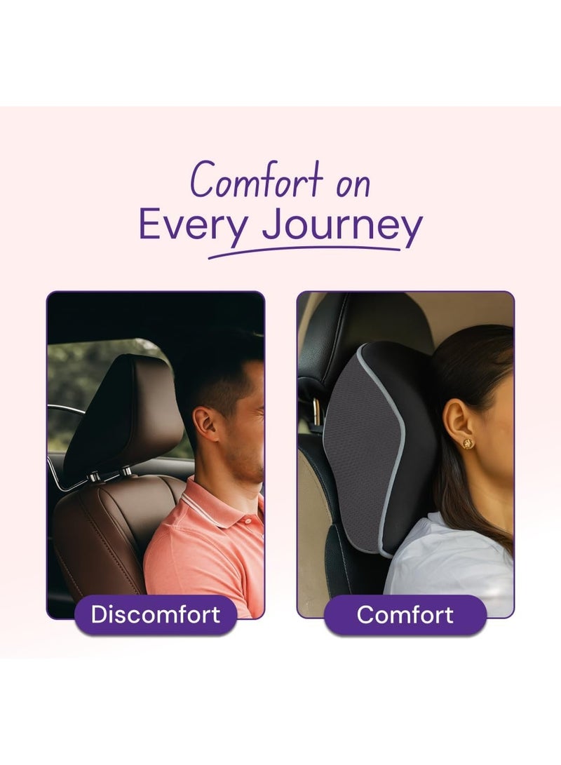 مسند رقبة طبي للسيارة - ميموري فوم لدعم الرأس والرقبة - مخدة مريحة لتحسين وضعية الجلوس في السيارة والمكتب - لون أسود أنيق - Image 5